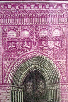 Detalle de la fachada de la Iglesia de Nuestra Sra de la O, Sanl