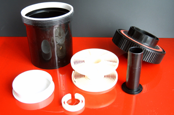 Tanque de revelado desmontado