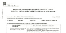 INFORMACIÓN BÁSICA SOBRE EL PROCESO DE ADMISIÓN DE ALUMNOS