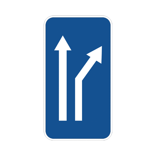 Bifurcación hacia la derecha en calzada de dos carriles