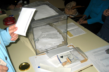 Persona votando en el referendum de la Costitución Europea