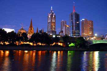 Vista nocturna de Melbourne, Australia