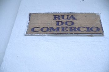 Cartel de la calle Rua do Comércio, Paraty, Rio de Janeiro, Bras
