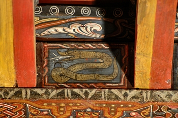 Detalle de pintura en alfarje. Culebra, Huesca