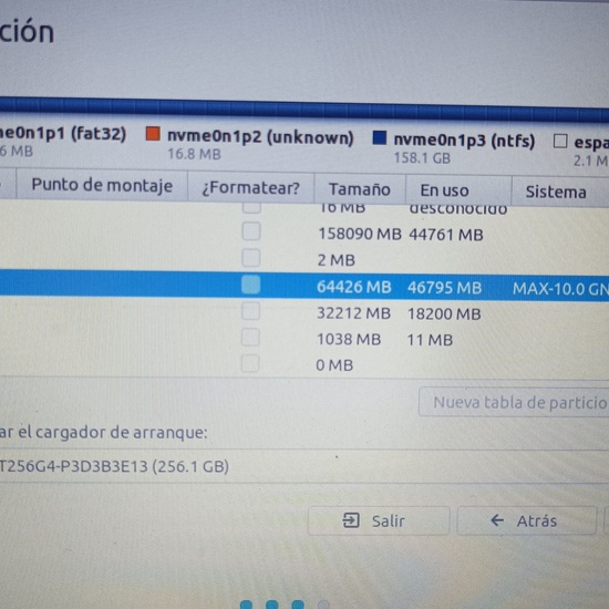 Particiones a renovar