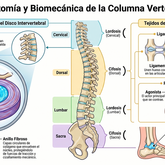 Estructura de la columna vertebral y mecánica muscular
