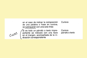 Signo de corrección: cursiva