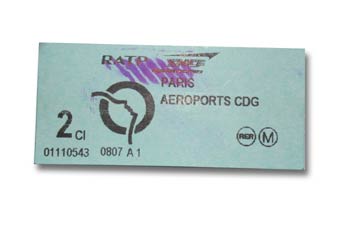 Tiquet de la compañía de transporte público (RATP) de París