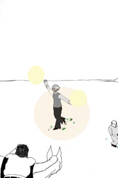 Cap. XXI. Don Quijote con una bacía en la cabeza a modo de yelmo