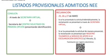 COMUNICACIÓN LISTADO PROVISIONAL