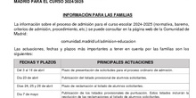 INFORMACIÓN BÁSICA A LAS FAMILIAS PROCESO DE ADMISIÓN 2024-2025