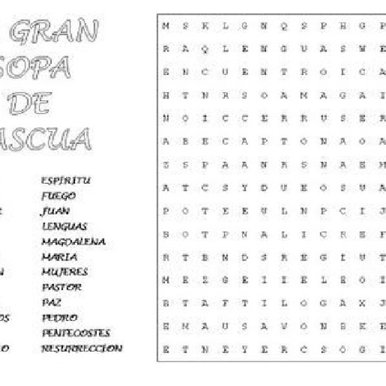 Sopa de letras Pascua