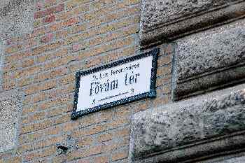 Letrero de una Calle de Budapest, Hungría