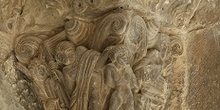 Capitel con el sacrificio de Isaac. Catedral de Jaca, Huesca