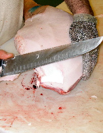 Separación de tocino y piel del cerdo