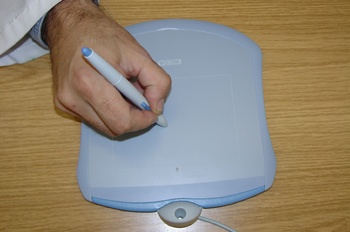 Accionando la tableta gráfica