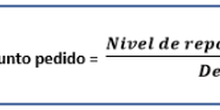 Fórmula Nº dias Nivel reposición a Punto pedido