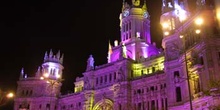 Iluminación del Palacio de Comunicaciones con motivo de la Boda