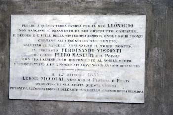 Placa en honor de Leonardo, Vinci