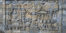 Detalle de relieves, Templo Borobudur, Jogyakarta, Indonesia