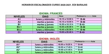 Horario barajas sin nombres