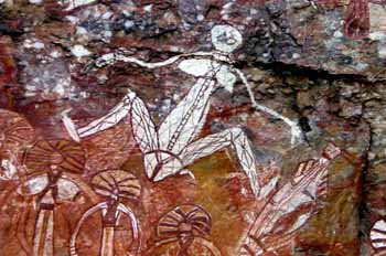 Pintura rupestre femenina en Nourlangie Rock, Kakadu, Australia