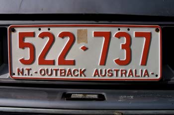 Matrícula de un vehícluo, Northen Territory, Australia