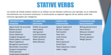 Grammar: list of stative verbs