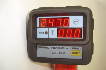 Lámpara estroboscópica diesel. Detalle del display