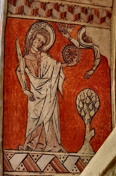 Santa Catalina y la rueda dentada de su martirio, Huesca