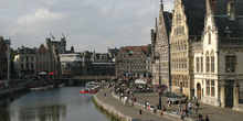 El Graslei, desde el Puente de San Miguel, Gante, Bélgica
