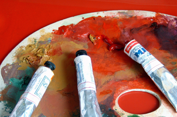 Paleta y tubos de óleo