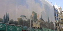 Lonas pintadas que cubren edificios en obras