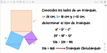 Clasificación triángulos. Aplicación teorema de Pitágoras.