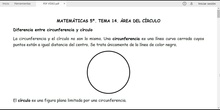 MATEMÁTICAS 5º. ÁREA DEL CÍRCULO