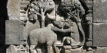 Detalle de relieves, Templo Borobudur, Jogyakarta, Indonesia