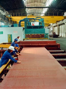 Tratamiento de chapa Gruesa Pre-Pintada y Granallada en una plan