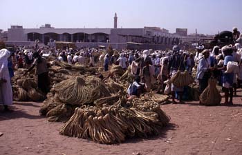 Mercado de cordelería en Bayt al Faqih, Yemen