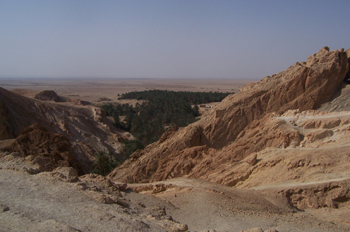 Vistas desde el oasis de montaña, Chébika, Túnez