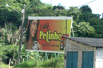 Cartel de propaganda de una marca de café, Pernambuco, Brasil