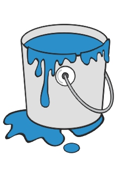 Cubo de pintura azul