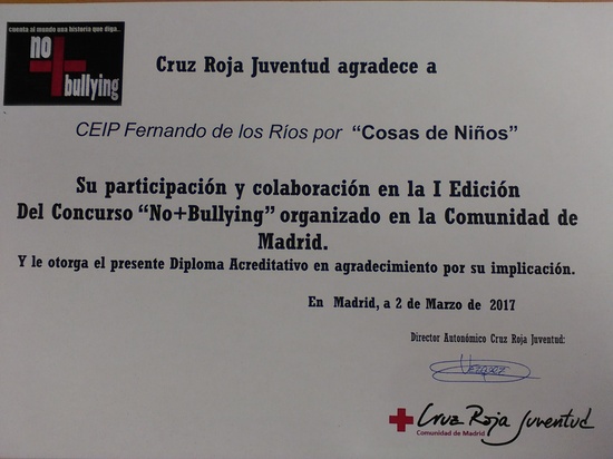 Premio Concurso No+Bullying Cruz Roja 2017_Ceip Fernando de los Ríos