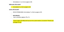 Deberes del 27 al 30 de abril más solucionario