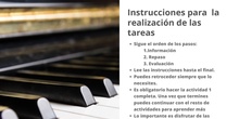 INSTRUCCIONES PARA LA REALIZACIÓN DE LAS TAREAS - Contenido educativo