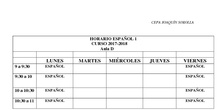 Horario Español Nivel 1, 2 y 3