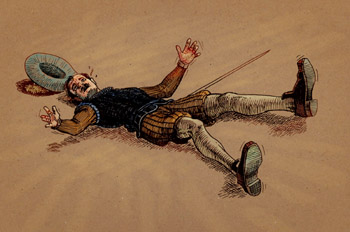 El alguacil en el suelo