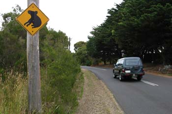 Señal de tráfico típica de Australia