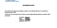 RECLAMACIÓN NOTAS
