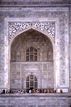 Lateral del Taj Mahal, con inscripciones coránicas, Agra, India