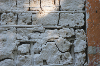 Pared de una chabola de Quilombo, Sao Paulo, Brasil